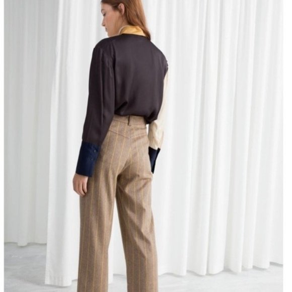 & Other Stories Wool Blend Striped Trouser Pants Size 10 NWT - Picture 3 of 15